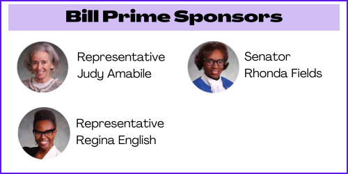 Bill sponsors: Reps. Judy Amabile & Regina English and Sen. Rhonda Fields