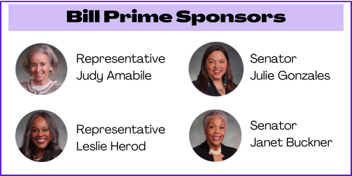 Bill sponsors: Reps. Judy Amabile & Leslie Herod and Sens. Julie Gonzales & Janet Buckner