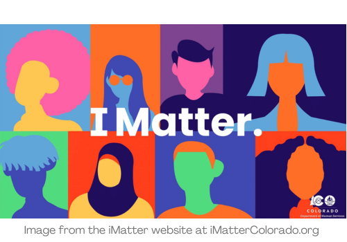 A background of 8 multi-color, stylized images of diverse youth. "I Matter" in white is superimposed along with the BHA logo