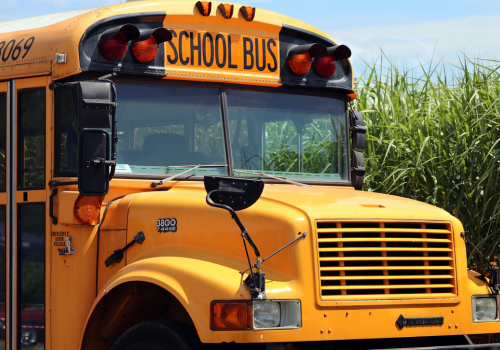 Photo of the front of a yellow school bus